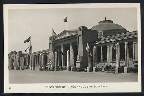 AK Barcelona, Exposicion Internacional 1929, Palais de la Metallurgie, Ausstellung