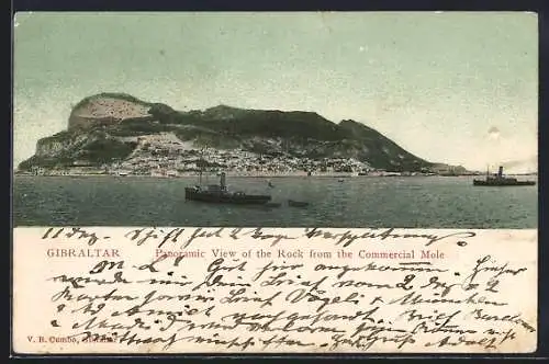 AK Gibraltar, Panoramic View of the Rock from the Commercial Mole, Dampfer