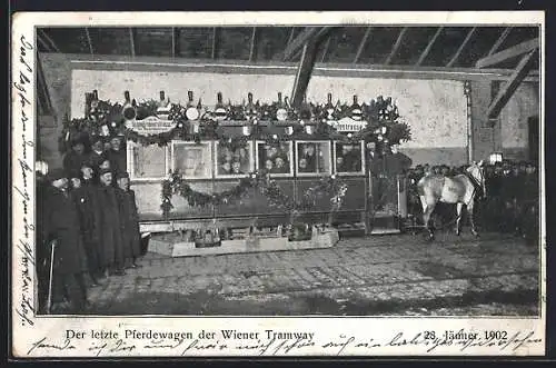 AK Der letzte Pferdewagen der Wiener Tramway 1902