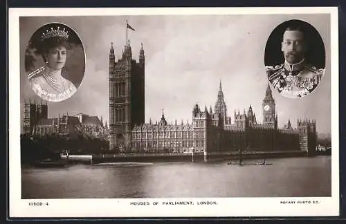 AK London, Houses of Parliament, HM Queen Mary, HM King George V.