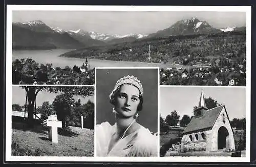 AK Küssnacht, Gedächtniskapelle Königin Astrid von Belgien, Portrait, Grabstein