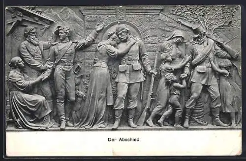 AK Relief Der Abschied am National-Denkmal auf dem Niederwald