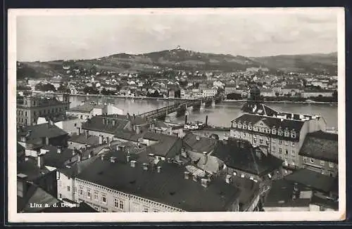 AK Linz a. d. Donau, Teilansicht aus der Vogelschau