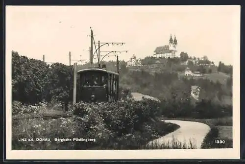 AK Linz /Donau, Bergbahn gegen Pöstlingsberg