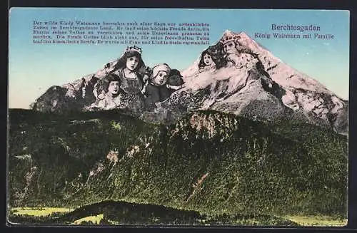 AK Berchtesgaden, Berg mit Gesicht / Berggesichter König Watzmann mit Familie