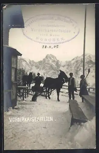 AK Unterkunftshütte Vorderkaiserfelden, Berghütte der Alpenvereinssection Oberland e. V. im Schnee
