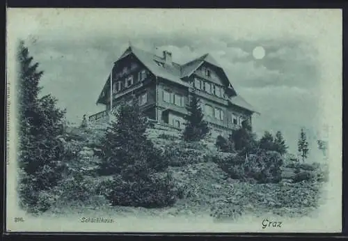 Mondschein-AK Schöcklhaus, Berghütte in Graz