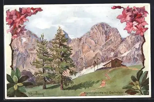 Künstler-AK Austriahütte, Panorama mit Dachstein