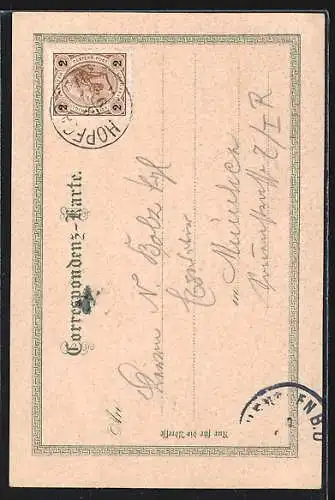 Lithographie Hohe Salve, Teilansicht mit Gemsen