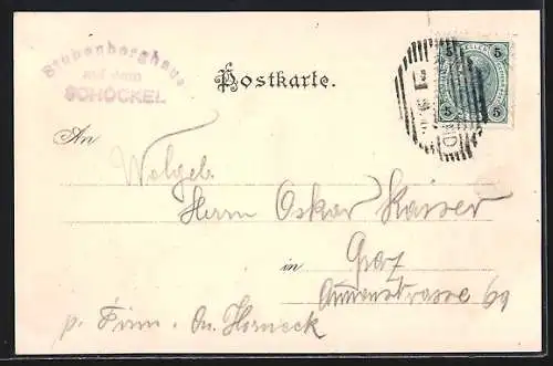 Lithographie Stubenberghaus, Berghütte am Schöckel, Steirischer Gebirgsverein
