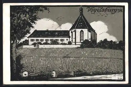 AK Vogelsburg, Blick zur Kirche