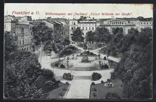 AK Frankfurt a. O., Wilhelmsplatz mit Denkmal Kaiser Wilhelm der Grosse