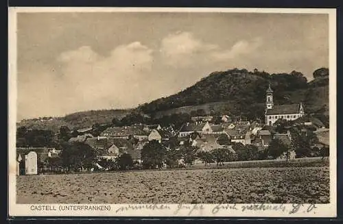 AK Castell / Unterfranken, Ortsansicht mit Kirche