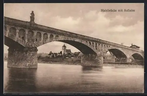 AK Volkach, Mainbrücke mit Astheim