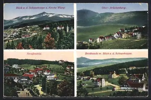 AK Brückenberg, Strassenbild, Brotbaude m. Blick a. d. Schneekoppe