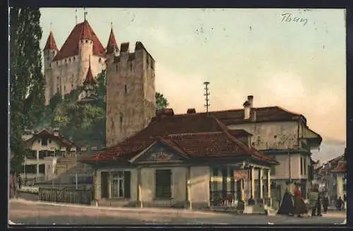 AK Thun, Berntor, alte Ringmauer und Schloss