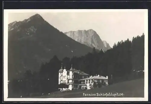 AK Berchtesgaden, Pension-Cafe Schönfeldspitze mit Bergpanorama