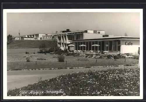 AK Schongau, Cafe Alpblick von der Strasse aus