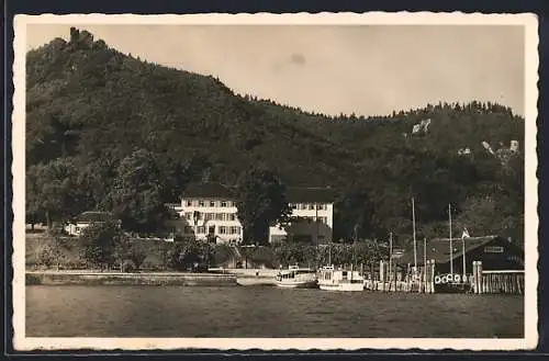 AK Bodman /Bodensee, Hotel Linde am See W. Kraus, vom Wasser gesehen