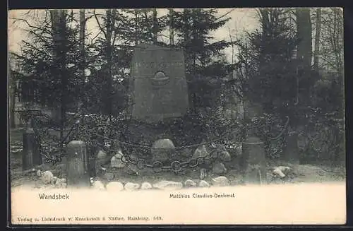 AK Hamburg-Wandsbek, Am Matthias Claudius-Denkmal