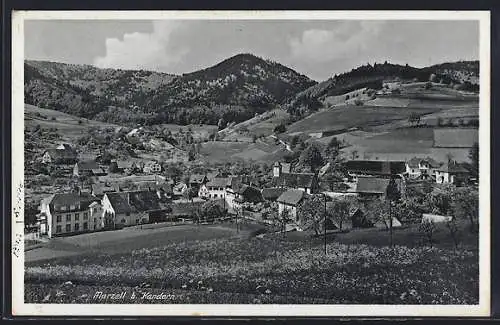 AK Marzell /Kandern, Ortsansicht mit Bergpanorama