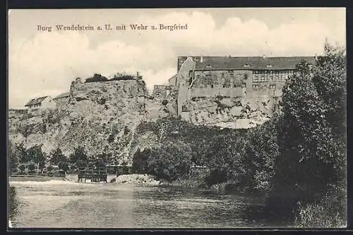 AK Wendelstein /Unstrut, Burg Wendelstein mit Wehr und Bergfried