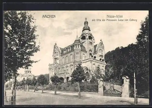 AK Aachen, Nizza-Allee mit Villa der Prinzessin Luise von Coburg