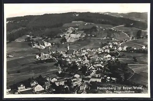 AK Hauzenberg im Bayer. Wald, Teilansicht, Fliegeraufnahme