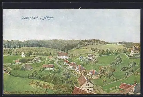 Künstler-AK Grönenbach i. Allgäu, Teilansicht