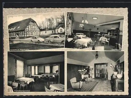 AK Bünde /Westf., Hotel Zur Klinke, Klinkstr. 11-15, Innenansichten Halle und Gastraum