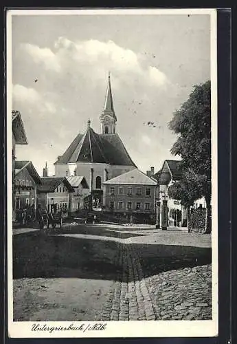 AK Untergriesbach /Ndb., Strassenpartie mit Kirche