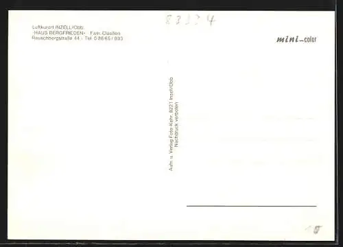 AK Inzell /Obb., Hotel Haus Bergfrieden, Rauschbergstrasse 44