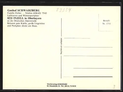 AK Inzell in Oberbayern, Gasthof Schwarzenberg von Familie Eicher