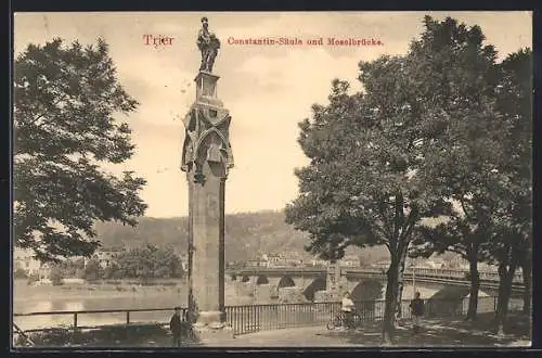 AK Trier, Constantin-Säule und Moselbrücke