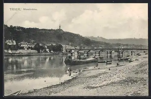 AK Trier, Blick auf die Moselbrücke