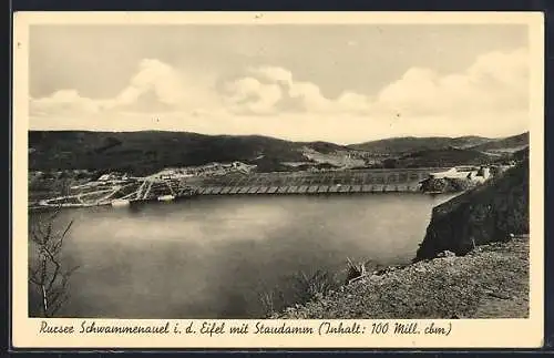 AK Schwammenauel i. d. Eifel, Rursee mit Staudamm