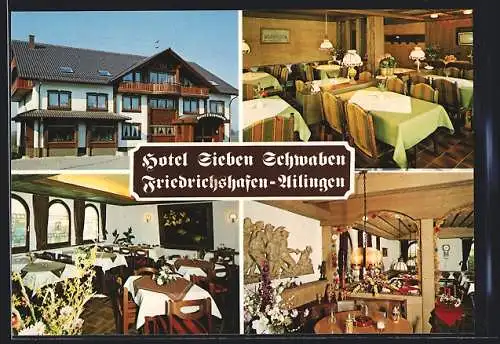 AK Friedrichshafen-Ailingen, Hotel Sieben Schwaben, Innenansichten