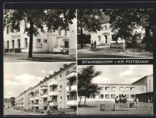 AK Stahnsdorf /Kr. Potsdam, Rathaus, Postamt, Neubausiedlung