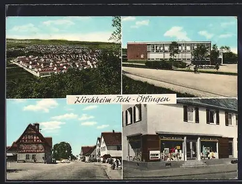 AK Kirchheim / Teck, Gesamtansicht, Strassenpartie und Drogerie Decker