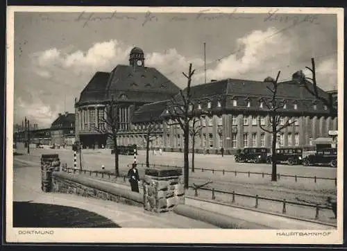 AK Dortmund, Hauptbahnhof mit Strassenpartie