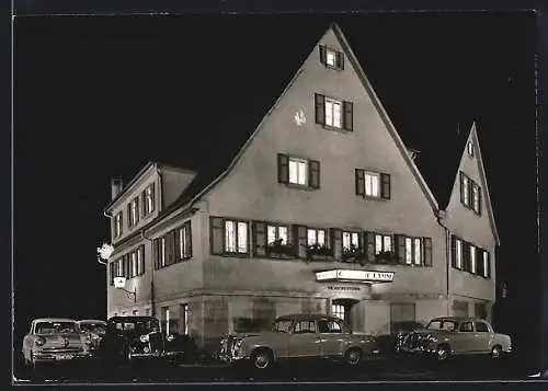 AK Backnang, Gasthof Lamm bei Nacht