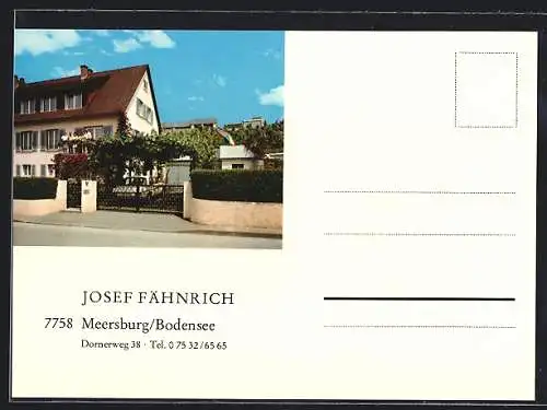 AK Meersburg /Bodensee, Pension von Josef Fähnrich, Dornerweg 38