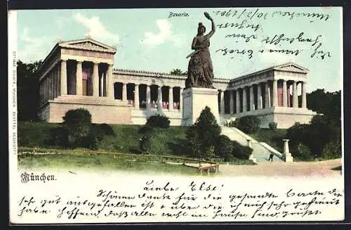 AK München, Blick zu Bavaria und Ruhmeshalle