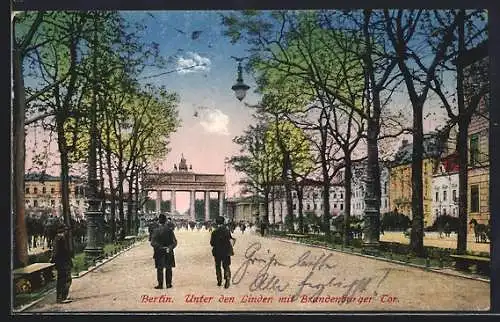 AK Berlin, Unter den Linden mit Brandenburger Tor