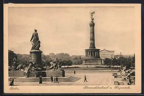 AK Berlin, Bismarckdenkmal u. Siegessäule