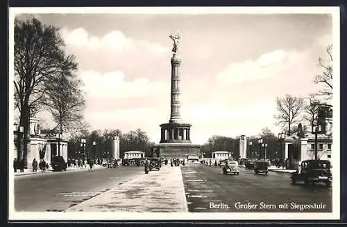 AK Berlin, Strassenpartie Grosser Stern mit der Siegessäule