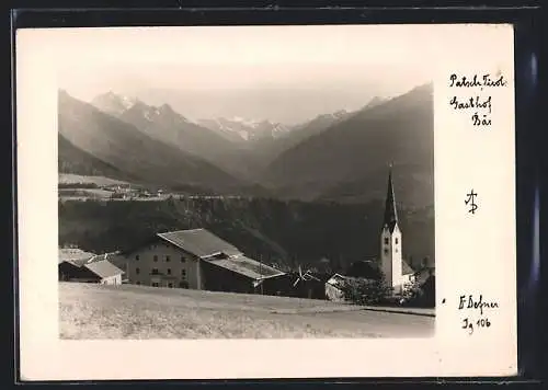 Foto-AK Adalbert Defner: Patsch /Tirol, Gasthof Bär mit Alpenpanorama