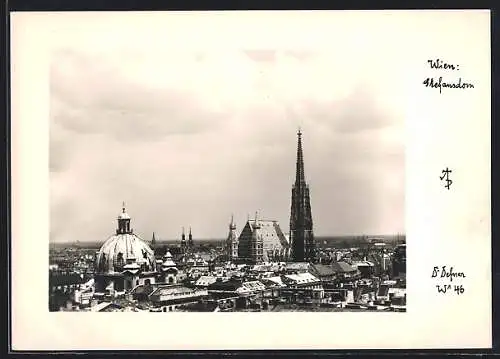 Foto-AK Adalbert Defner: Wien, Stadtpanorama mit Stefansdom