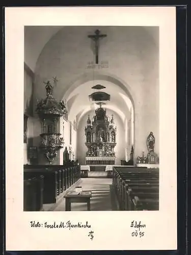 Foto-AK Adalbert Defner: Wels, Vorstadt-Pfarrkirche, Innenansicht