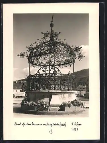 Foto-AK Adalbert Defner: Bruck a. d. Mur, Brunnen am Hauptplatz